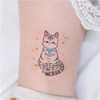 小清新线条猫纹身贴彩色卡通蝴蝶猫咪贴纸持久草本黑猫男女个性