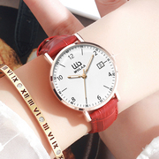 女士手表时尚日历超薄皮带，2024防水石英表韩版简约腕表