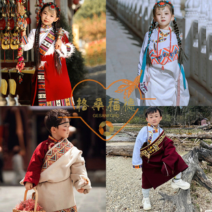藏族服装女藏袍藏服女款写真旅拍民族风儿童藏族舞蹈演出服装