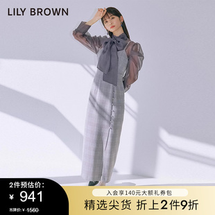 LILY BROWN春夏款 甜美透视蝴蝶结开叉连衣裙LWFO231031