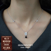insensory星暮系列纯银星点珍珠项链，原创设计气质，黑玛瑙锁骨链