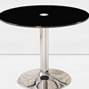 钢化玻璃咖啡色小圆桌子简约吃饭餐台圆形网红奶茶，蛋糕餐桌椅组合