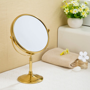 台式化妆镜欧式金色双面，梳妆立式结婚公主镜铜放大移动美容镜圆形