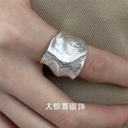 食指戒指男女纯银小众，设计装饰开口宽版大夸张简约高级感时尚个性