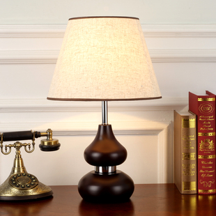 中式古典复古木质台灯，卧室床头书房温馨现代调光led中古创意台灯