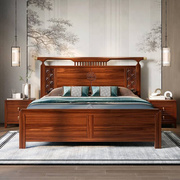 新中式乌金木实木床卧室双人婚床1.8米现代简约储物家具轻奢