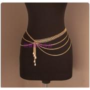 珍珠吊坠金属腰链，欧美时尚身体，链百搭流苏腰带y0298