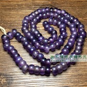 古玩明清手工大孔天然(孔，天然)老紫水晶珠，算盘珠古珠念珠项链108颗手串珠