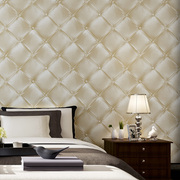 欧式高档奢华简约现代防水格子软包立体墙纸卧室床头客厅沙发壁纸