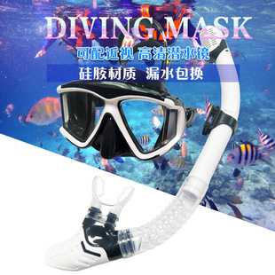成人浮潜三宝装备面罩全干式呼吸管套装近视防雾潜水镜游泳镜