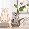欧式玻璃花瓶透明 竖棱钻石造型 客厅装饰摆件彩色插花花器工艺品