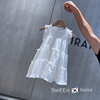 韩版童装女童连衣裙夏薄款24洋气，小女孩时髦飞飞，袖宽松拼接公主裙