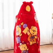 婴儿抱被儿童毯子外出防风带帽披风宝宝睡袋冬天包被斗篷加厚毛毯