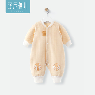 汤尼倍儿婴儿连体衣秋冬装，薄棉初生宝宝三层，夹棉保暖新生儿睡哈衣