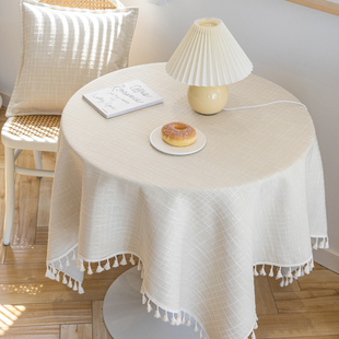 棉麻桌布ins风法式复古圆桌布，轻奢高级感茶几，餐桌垫台布柜子盖巾