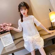 女童连衣裙夏装2023韩版洋气夏季蕾丝网纱裙子儿童；.&&r；；