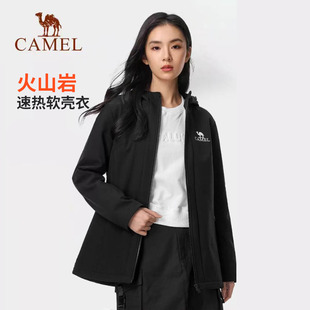 camel骆驼户外软壳衣，抓绒春秋防水防风，加绒加厚外套女冲锋衣