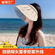 防晒帽女夏季防紫外线贝壳遮阳帽，空顶太阳帽子，夏天儿童可折叠帽檐