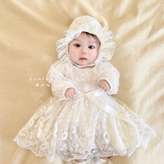 婴儿衣服春秋装连衣裙新生，宝宝满月百日宴蕾丝，公主裙周岁宴礼服裙