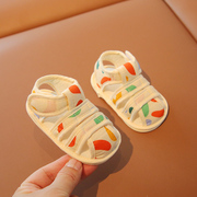 夏季一岁婴儿凉鞋软底0-6-12月新生儿卡通布底鞋女宝宝学步鞋子男