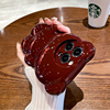 酒红色闪粉小熊适用于苹果15手机壳女时尚，个性14promax13pro高级感12pm防摔11网红plus限量版小众保护套