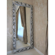 欧式别墅复古穿衣镜美式古典雕花创意试衣镜背景墙客厅壁挂全身镜