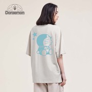 DORAEMON/哆啦A梦短袖T恤男2024潮青少年纯棉透气圆领半截袖T