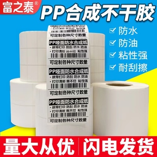 合成标pvc标签纸冷链，食品防水撕不烂pp合成纸，不干胶100x80*60x403