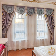 定制美式简约紫色，雪尼尔高档客厅卧室，奢华欧式窗帘浪漫法式