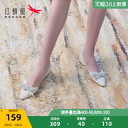 红蜻蜓单鞋女春夏浅口百搭蝴蝶结时尚舒适粗跟女鞋WGB12012