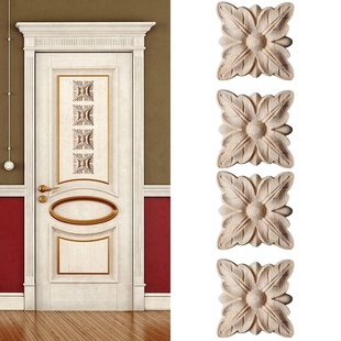 家装木雕欧式贴花实木方形，家具橱柜门床贴花木花jc0825
