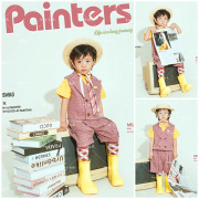 儿童摄影服装3-5岁小童男童拍照衣服，英伦风粉色，格子套装影楼写真