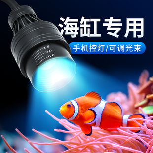 海缸灯led海水鱼缸灯水草小丑鱼珊瑚专用可调焦蓝白补光造景夹灯