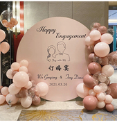 kt板结婚订婚宴回门宴背景墙布置装饰 粉色婚礼气球链定制迎宾