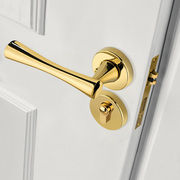 黑色卧室门锁门把手实木门静音执手锁室内房门锁金色分体锁卫生间