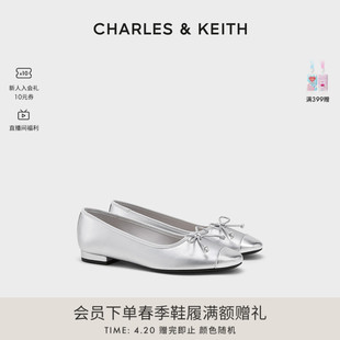 CHARLES&KEITH24春CK1-70900507复古蝴蝶结芭蕾舞新中式单鞋