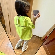 纯棉短袖T恤2024ins潮学生韩版显白宽松荧光绿百搭上衣