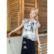 杜小萌 新中式水墨画印花时尚套装女夏季衬衫半裙套装两件套