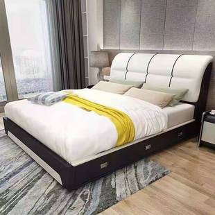 现代简约皮床软体榻榻米，主卧1.8米1.5米软床，收纳床皮艺床