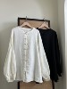 日系中式清冷感全亚麻，盘扣衬衣初秋灯笼袖外套，长袖上衣胸160长70