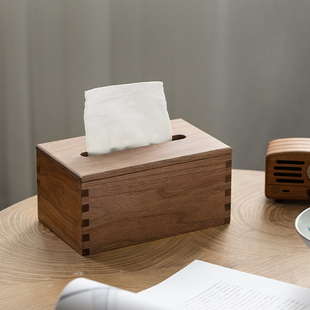 黑胡桃实木纸巾盒新中式客厅木质抽纸盒现代简约高档面巾纸收纳盒