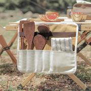 户外野餐餐具收纳包便携式烧烤炊具折叠置物挂袋悬挂式帆布收纳袋