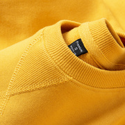 340g重磅毛圈布纯棉姜黄色圆领卫衣纯色情侣款打底衫厚实长袖上衣