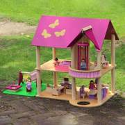 儿童过家家木制玩具小女孩公主，房子小别墅，仿真木质娃娃屋生日礼物