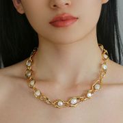 tujewelry时尚个性，不规则天然珍珠项链，女欧美ins高级感短款