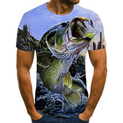 2022外贸跨境货源男装动物鱼，图案短袖3d数码印花男t恤