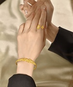 高定版本金包银繁花黄金手镯，女镶嵌珍珠花朵手饰