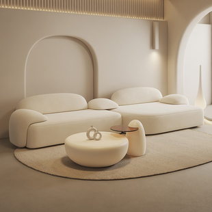 纳威侘寂奶油风布艺沙发组合现代客厅家用极简轻奢创意直排沙发