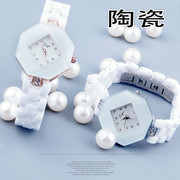 韩版白色陶瓷表女表时尚耐磨学生，手表独特休闲女表时装表显白显瘦