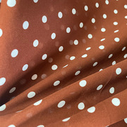 欧美高端面料花色波点图案咖色圆点聚酯纤维衬衫连衣裙服装面料